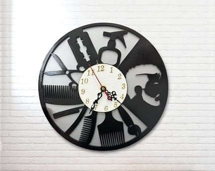 Laser Cut Barber Shop Wall Clock