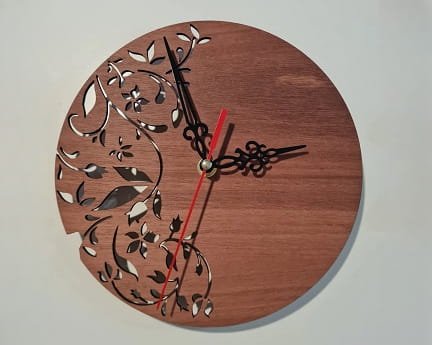 Laser Cut Half Leaf Flower Wall Clock