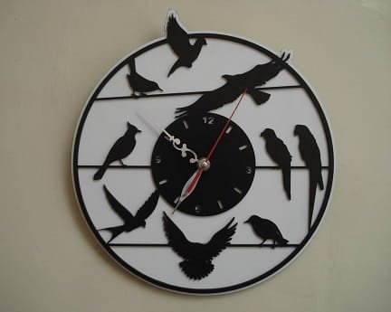 Laser Cut Wooden Birds Wall Clock