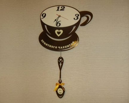 Laser Cut Coffee Cup Wall Clock Kitchen Decor