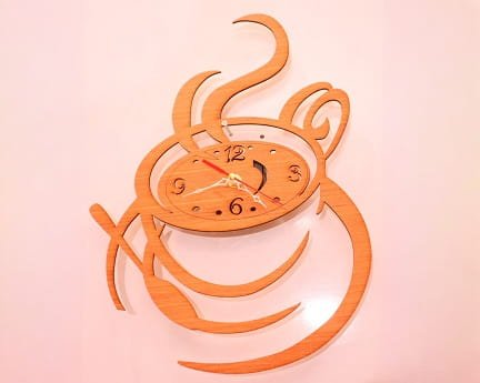 Laser Cut Coffee Wall Clock Kitchen Decor