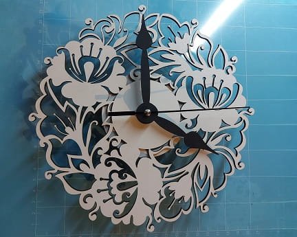 Laser Cut Flowers Clock Wall Decor