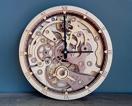 Laser Cut Mechanical Gear Wall Clock