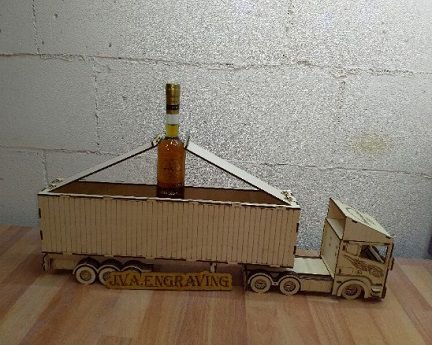 Laser Cut Wooden Wine Bottle Box Truck