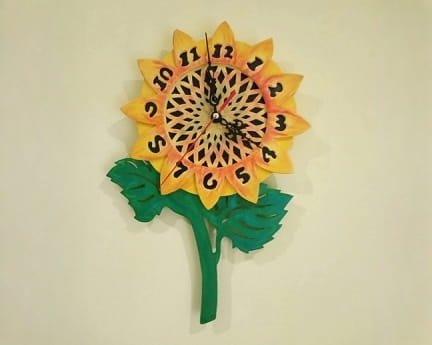 Laser Cut Sunflower Wall Clock