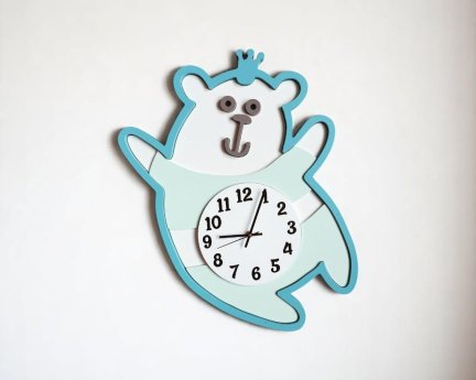 Laser Cut Teddy Bear Nursery Wall Clock