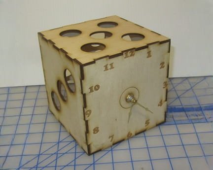 Laser Cut Wooden Dice Shaped Table Clock
