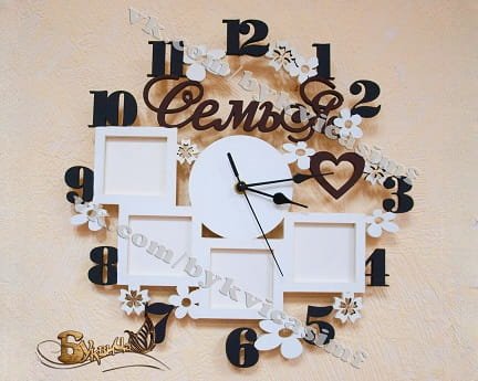 Laser Cut Family Photo Frame Wall Clock