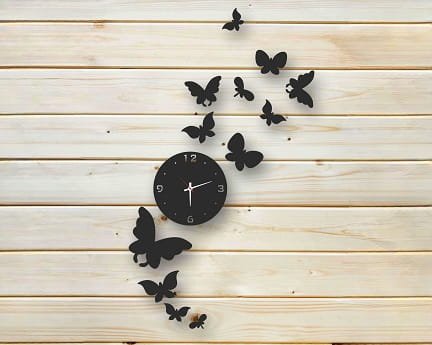 Laser Cut Flying Butterflies Wall Clock for Home Decor