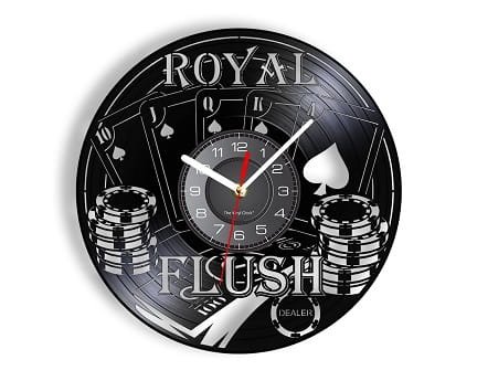 Laser Cut Royal Flush Poker Card Game Vinyl Record Wall Clock