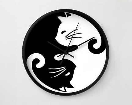 Laser Cut Yin Yang Cats Wall Clock