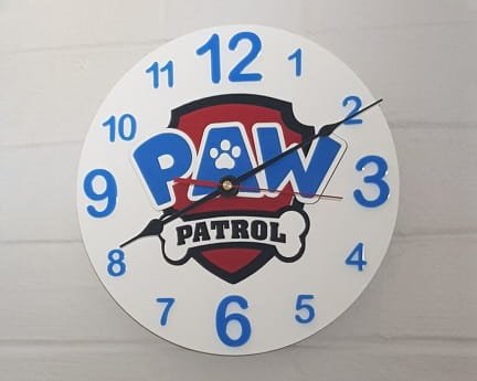 Laser Cut PAW Patrol Themed Wall Clock for Kids Room