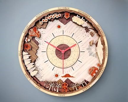 Laser Cut Multilayer Decorative Wall Clock