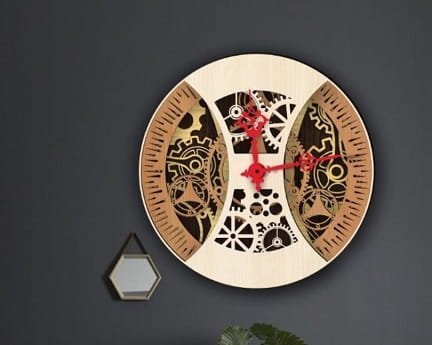 Laser Cut Multilayer Wooden Gear Clock