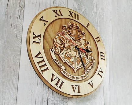 Laser Cut Harry Potter Hogwarts School Crest Wall Clock