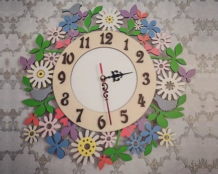 Laser Cut Chamomile Daisy Flower Wooden Wall Clock