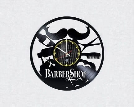 Laser Cut Barber Shop Theme Vinyl Record Wall Clock