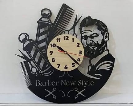 Laser Cut Barber Shop Vinyl Record Wall Clock