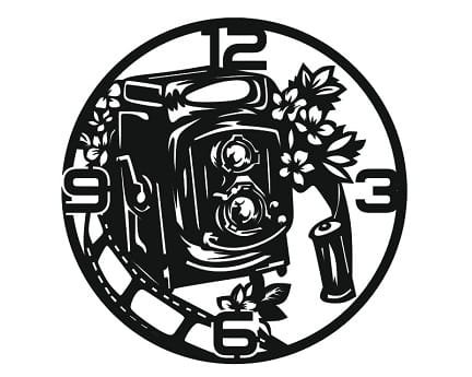 Laser Cut Camera Vinyl Record Wall Clock for Photographers