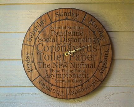Laser Cut Wall Clock with Coronavirus Awareness Design