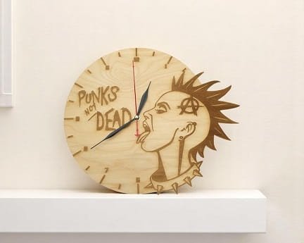 Laser Cut Wooden Clock Punks Not Dead