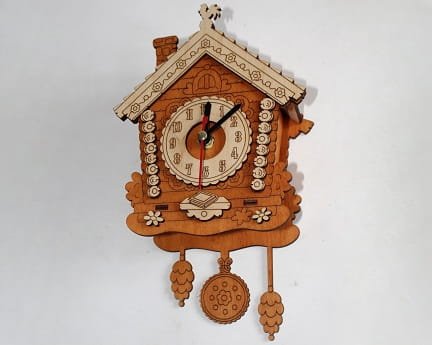 Laser Cut Hut Shape Wooden Wall Clock