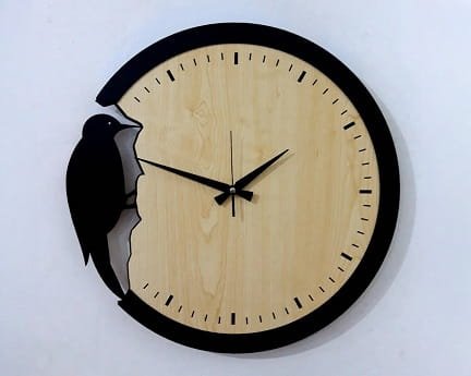 Laser Cut Woodpecker Wooden Wall Clock