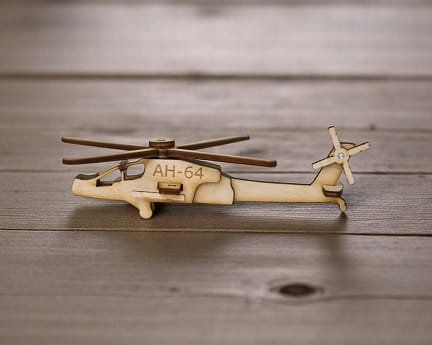 Laser Cut AH 64 Apache Attack Helicopter 3D Puzzle
