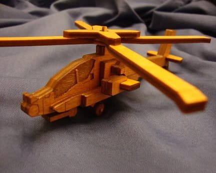 Laser Cut Apache Helicopter 3D Wood Model