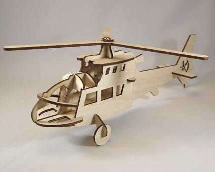 Laser Cut Helicopter 3D Puzzle Wood Model