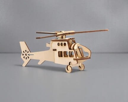 Laser Cut Helicopter Toy 3D Wooden Puzzle