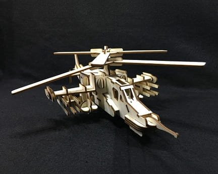 Laser Cut Shark Attack Helicopter 3D Wood Puzzle Model Kit