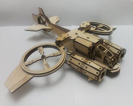 Laser Cut Spaceship Helicopter Toy 3D Puzzle