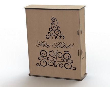 Laser Cut Christmas Wine Gift Box