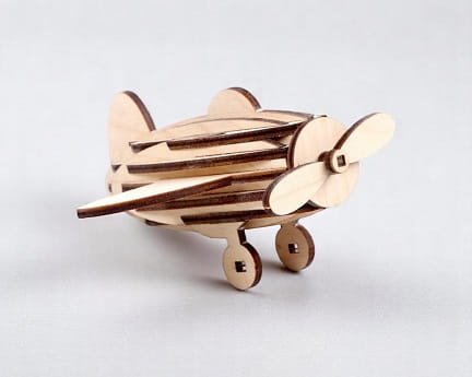 Laser Cut Wooden Toy Airplane 3D Puzzle