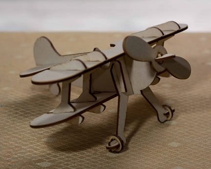 Laser Cut Biplane Model Aircraft Toy 3D Puzzle