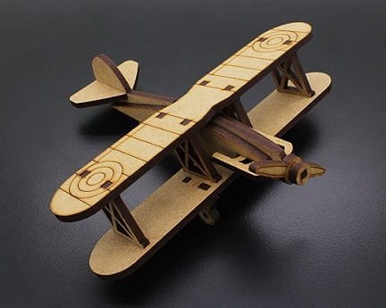 Laser Cut Biplane Wooden Retro Plane 3D Wood Model