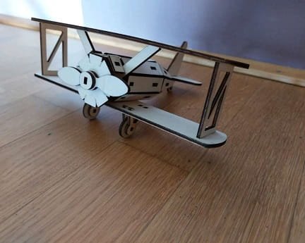 Laser Cut Plywood Biplane Toy 3D Puzzle
