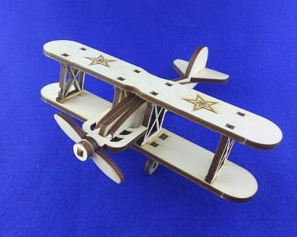 Laser Cut Toy Airplane 3D Wood Model