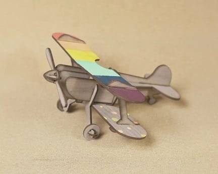 Laser Cut Wooden Aircraft Model for Kids