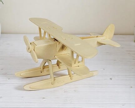 Laser Cut Hydroplane Aircraft 3D Wooden Model