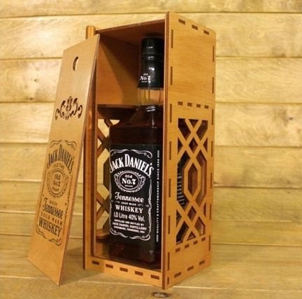 Laser Cut Jack Daniels Whiskey Packaging Box with Sliding Lid
