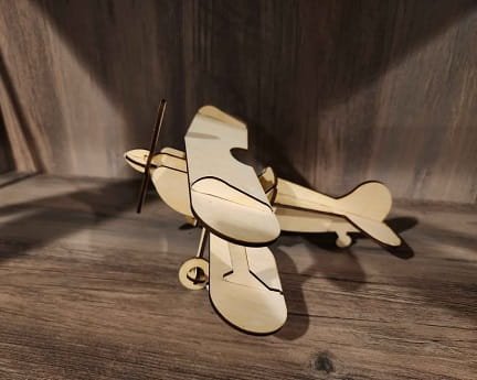 Laser Cut Wooden Biplane Toy Aircraft Model