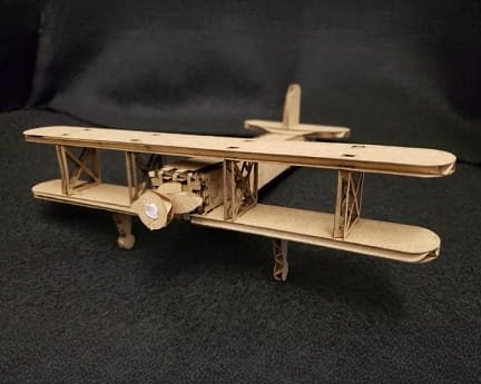 Laser Cut Cardboard Biplane 3D Puzzle Wood Model