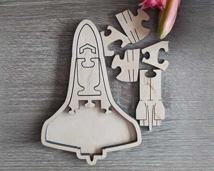 Laser Cut Wooden Rocket Jigsaw Puzzle
