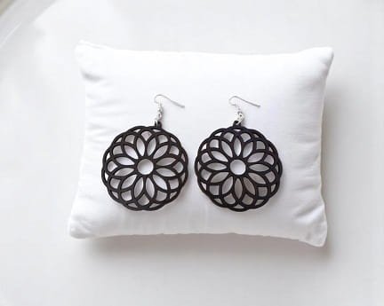 Laser Cut Wooden Mandala Earrings