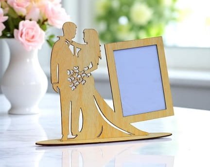 Laser Cut Wooden Wedding Photo Frame