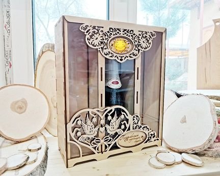 Laser Cut Wedding Gift Box Anniversary Wine Packaging Box