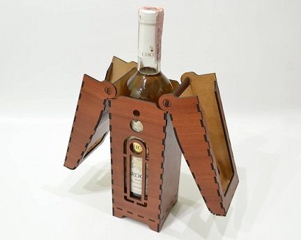 Laser Cut Wine Bottle Carrier Box