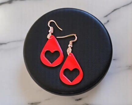 Laser Cut Teardrop Heart Dangle Earrings